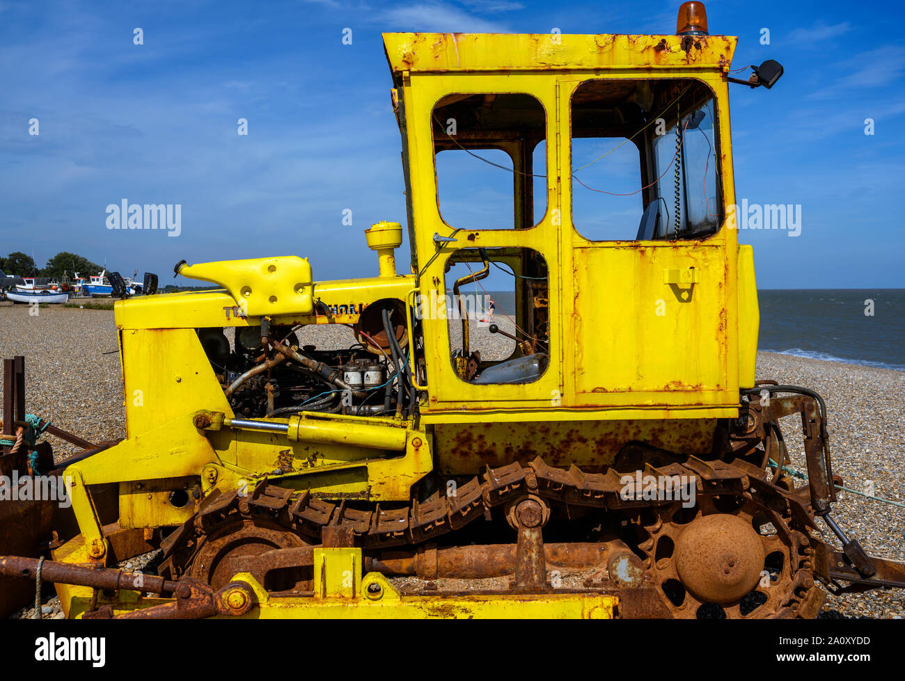 Track Marshall caterpillar used in the fishing industry Stock Photo