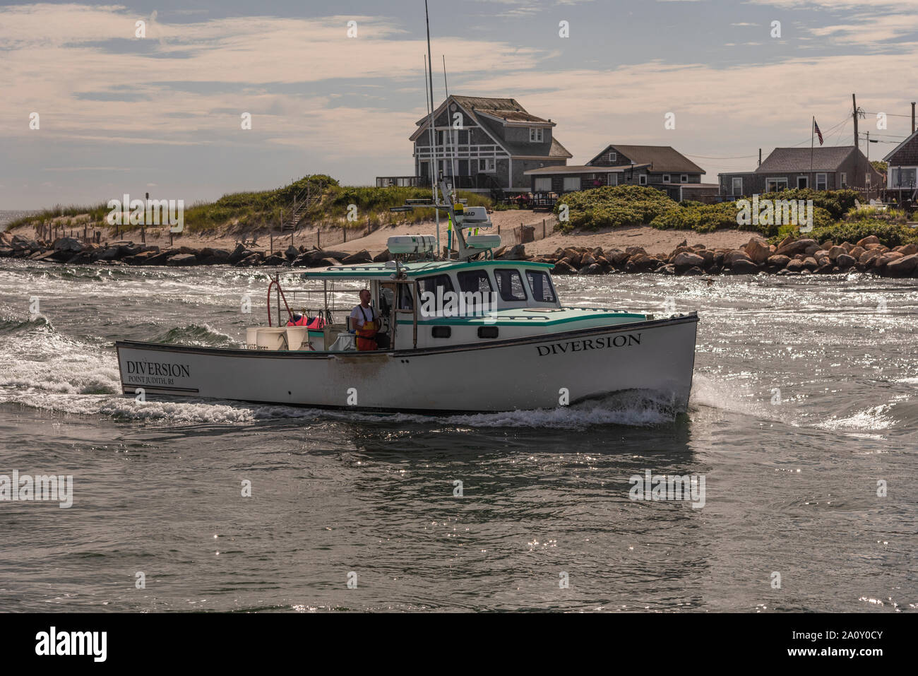Commercial Lobster fishing boat Point Judith Rhode Island USA Stock