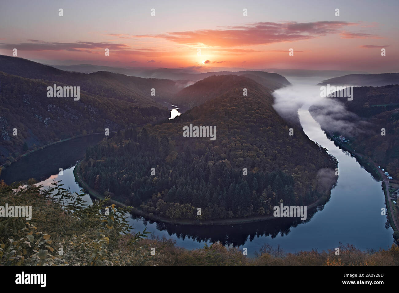 The Saar River Bend in the Saarland Germany Stock Photo