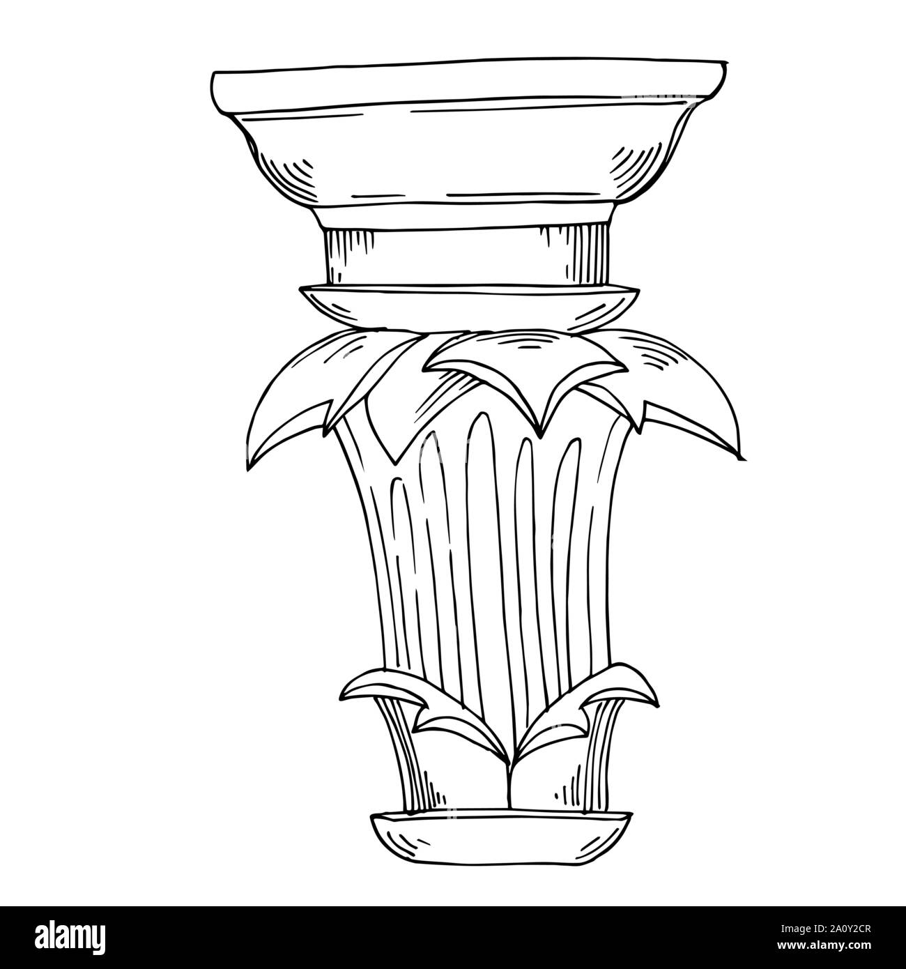 Vector Antique greek columns. Black and white engraved ink art