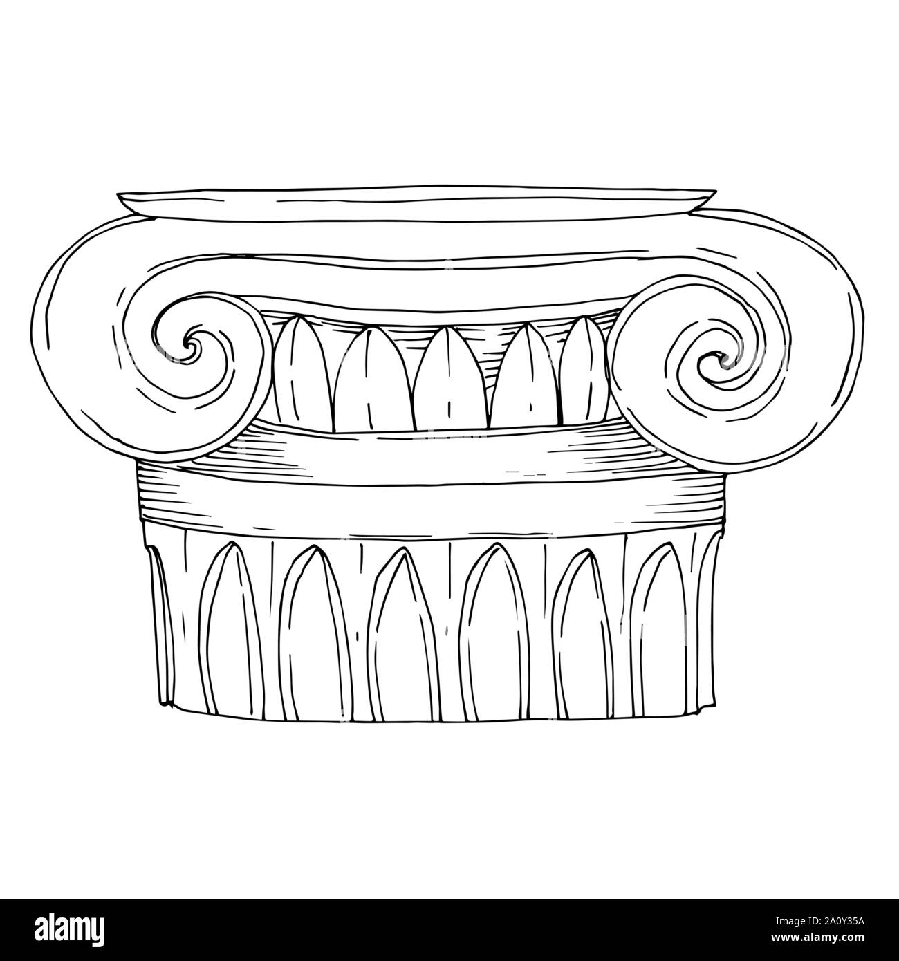 Vector Antique greek columns. Black and white engraved ink art ...