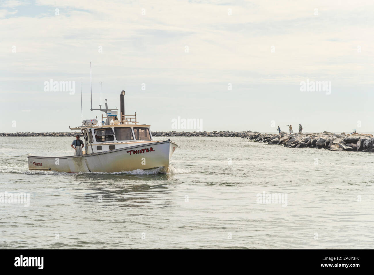 Commercial Lobster fishing boat Point Judith Rhode Island USA Stock