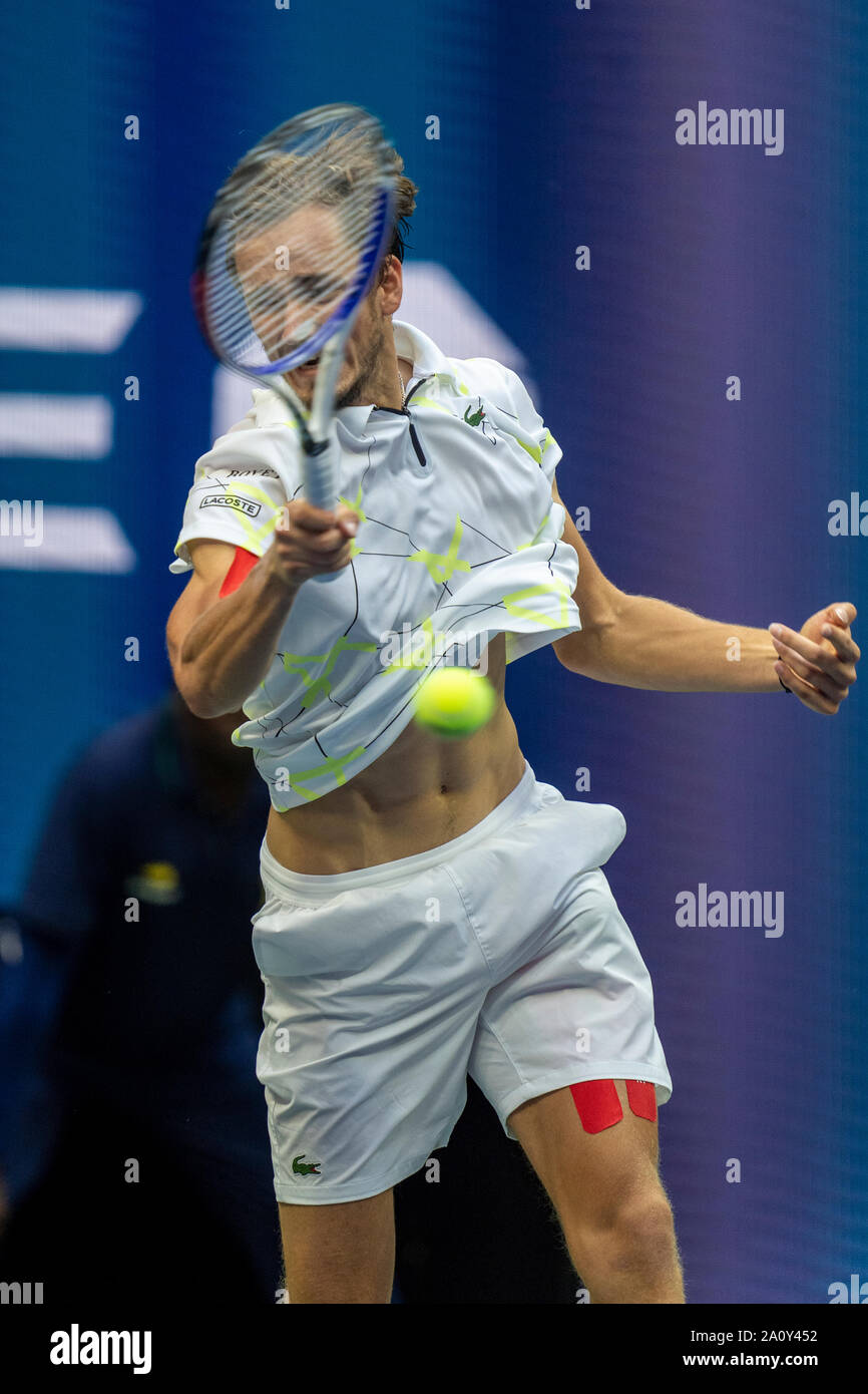 Daniil Medvedev of Russia competing in the finals of the Men's Singles at the 2019 US Open Tennis Stock Photo