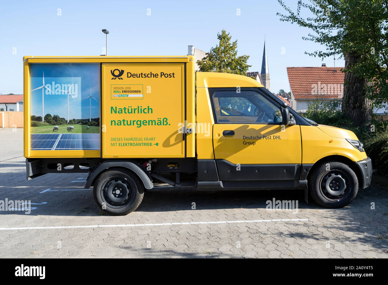 StreetScooter Work of Deutsche Post DHL. StreetScooter is an electric vehicle manufacturer and has been owned by Deutsche Post DHL Group since 2014. Stock Photo