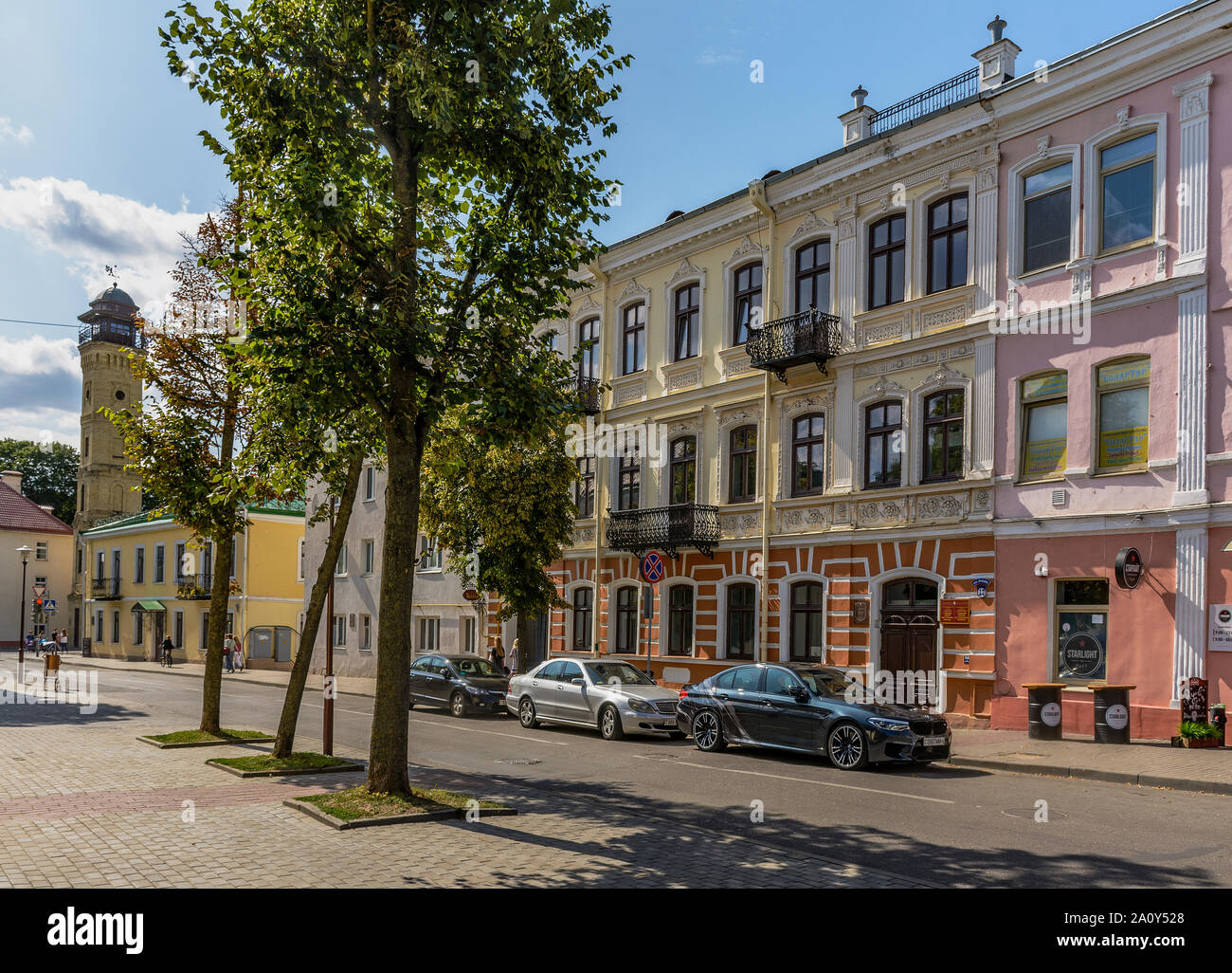 Castle street. Grodno, Belarus. 04 August 2019 .Castle street, one of the oldest city streets in the center of Grodno. It is one of the symbols of the Stock Photo