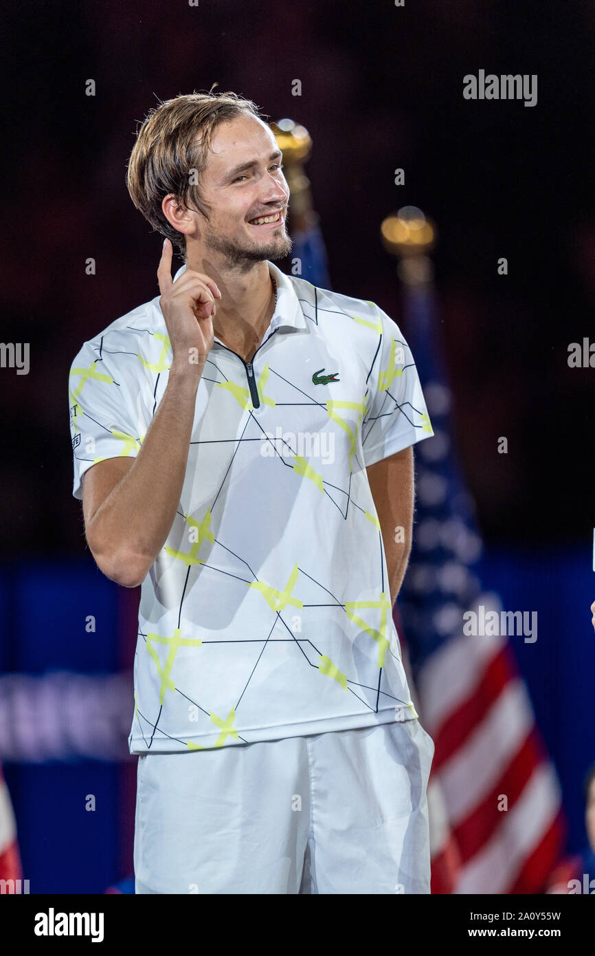 Daniil Medvedev of Russia after the Men's Singles Finals  at the 2019 US Open Tennis Stock Photo