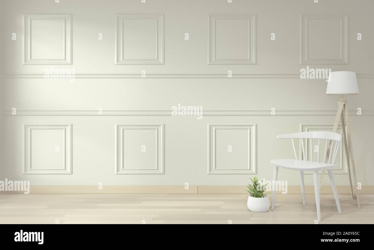Empty Modern Contemporary Room And Design Wall With Molding 3d
