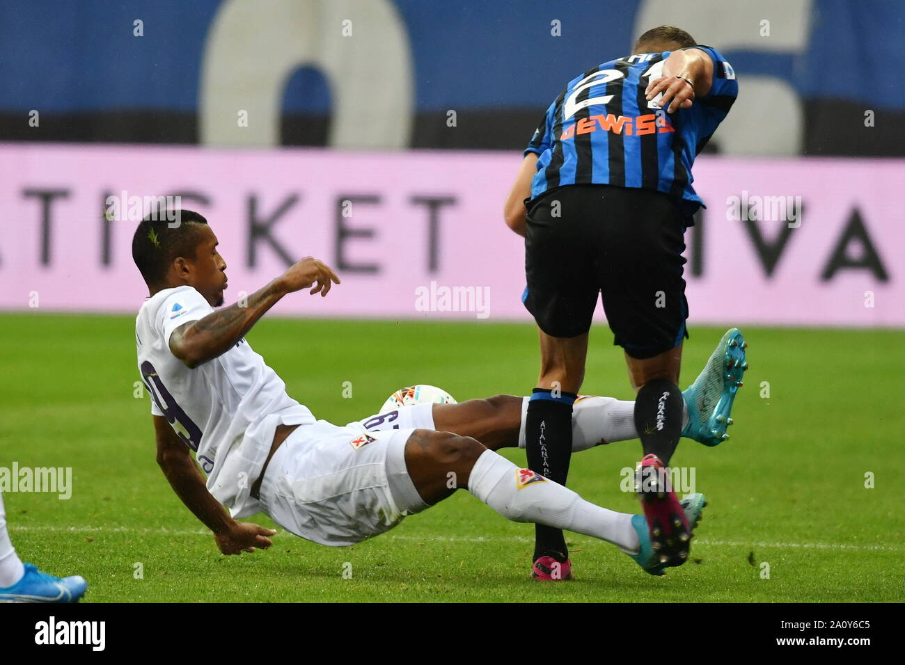 Parma, Italy, 22 Sep 2019, THIMOTY CASTAGNE ATALANTA AND DALBERT FIORENTINA  during Atalanta Vs Fiorentina  - Italian Soccer Serie A Men Championship - Credit: LPS/Alessio Tarpini/Alamy Live News Stock Photo