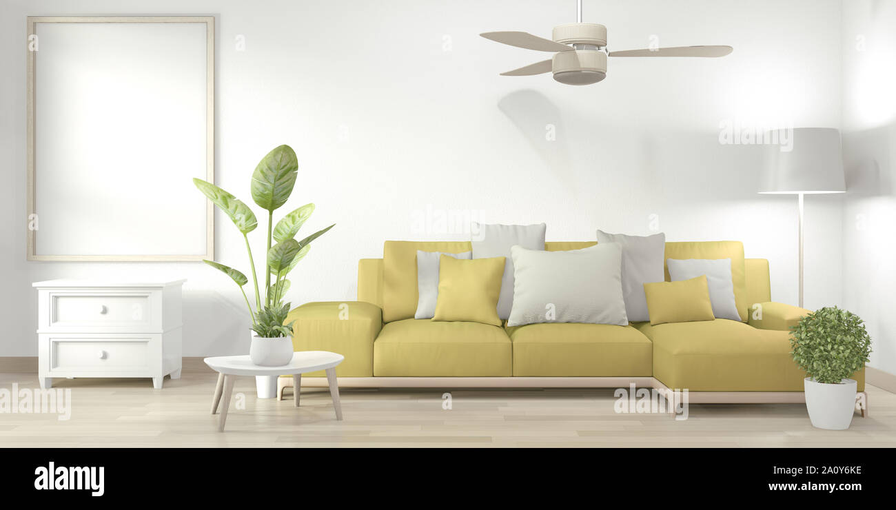 Download Mock Up Poster Frame In Living Room With Yellow Sofa And Decoration Plants On Floor Wooden 3d Rendering Stock Photo Alamy PSD Mockup Templates