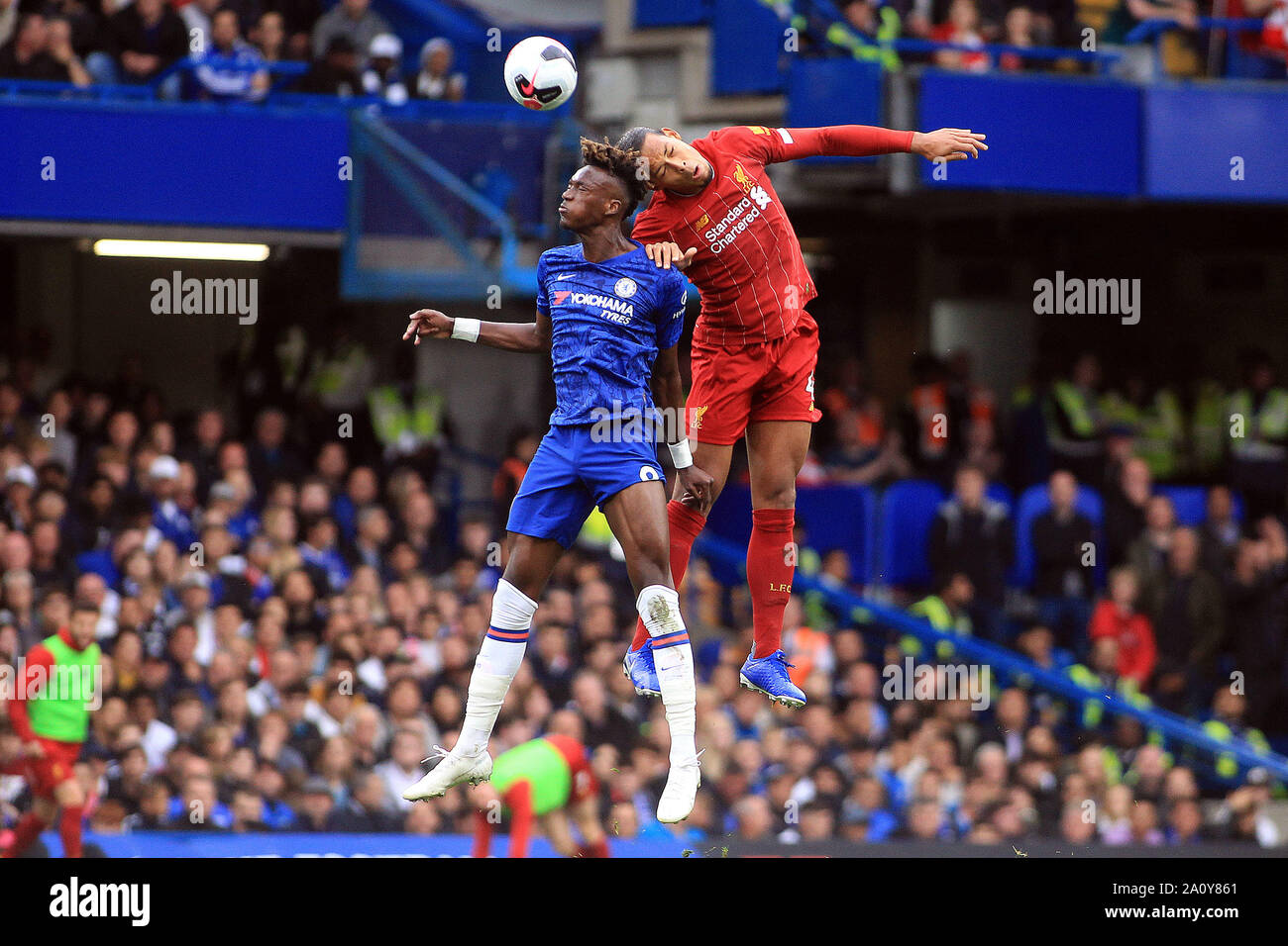 London Uk 22nd Sep 2019 Tammy Abraham Of Chelsea L Jumps For A Header With Virgil