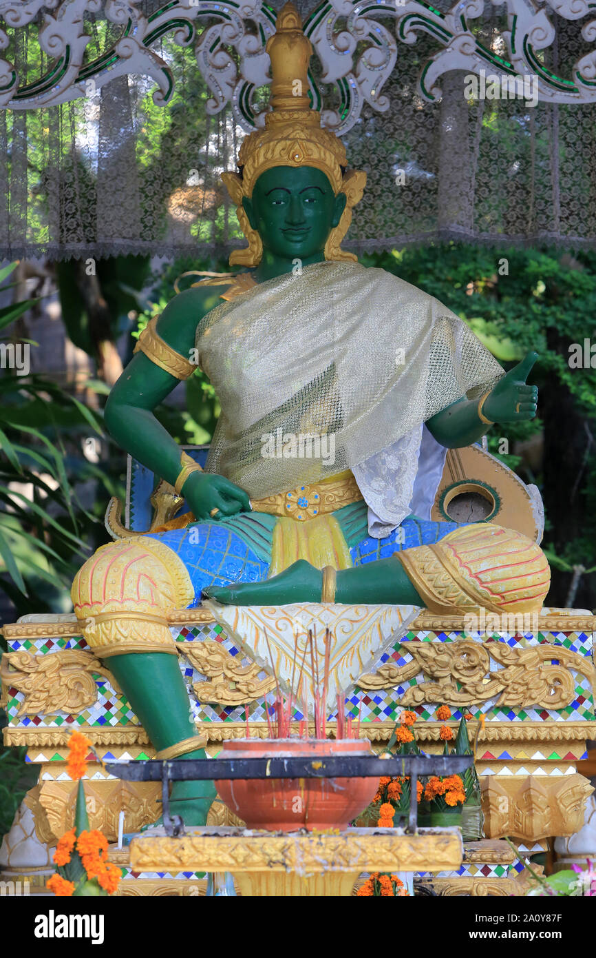 Indra. Sakro Devanam Indrah. King of the devas and guardian of Buddhism. Wat Inpeng. Vientiane. Laos. Stock Photo