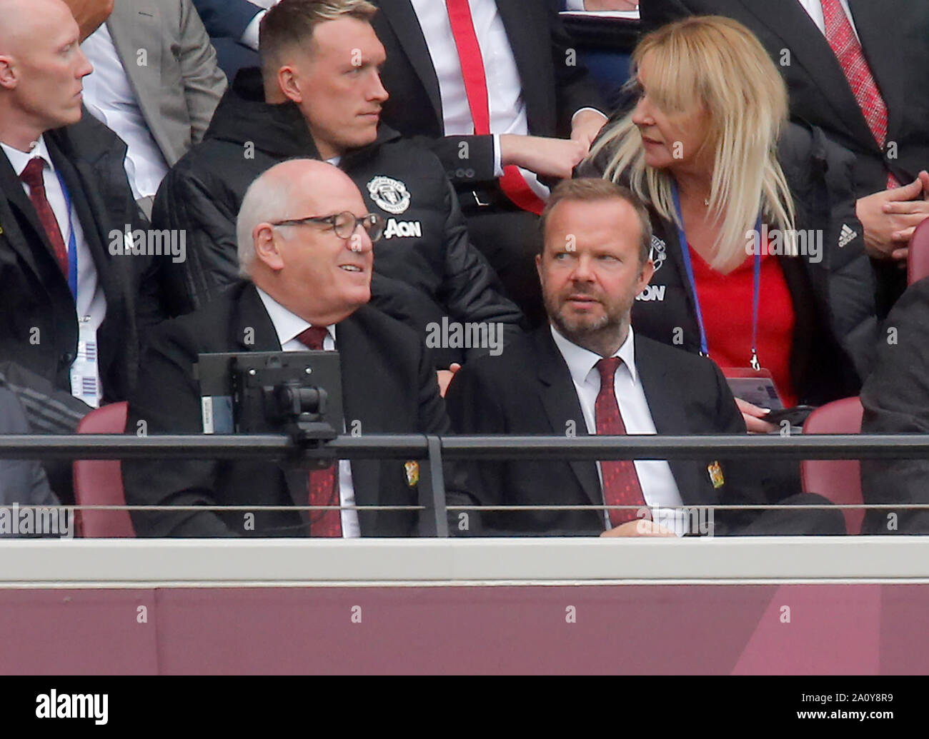 London, UK. 22nd September 2019. Ed Woodward CEO  of Manchester United looks dejected during the Premier League match played at London Stadium, London, UK. Picture by: Jason Mitchell/Alamy Live News  English Premier and Football League images are only to be used in an editorial context, images are not allowed to be published on another internet site unless a licence has been obtained from DataCo Ltd +44 207 864 9121. Stock Photo