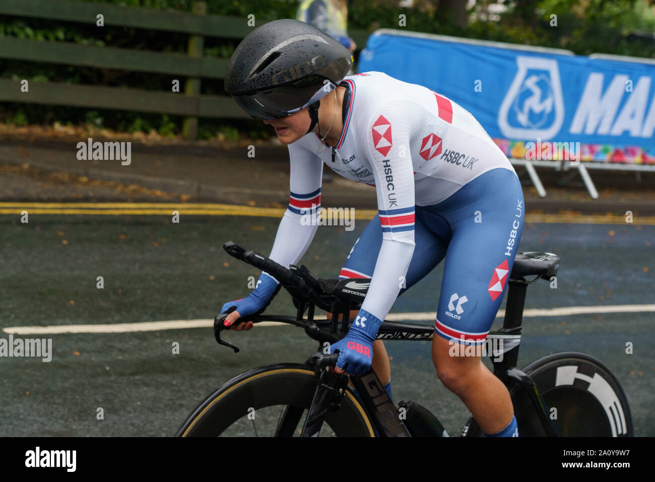 Joscelin Lowden competing in UCI 2019 Road World Championships, Team Time Trial Mixed Relay for Great Britain, Harrogate, North Yorkshire, England, UK. Stock Photo