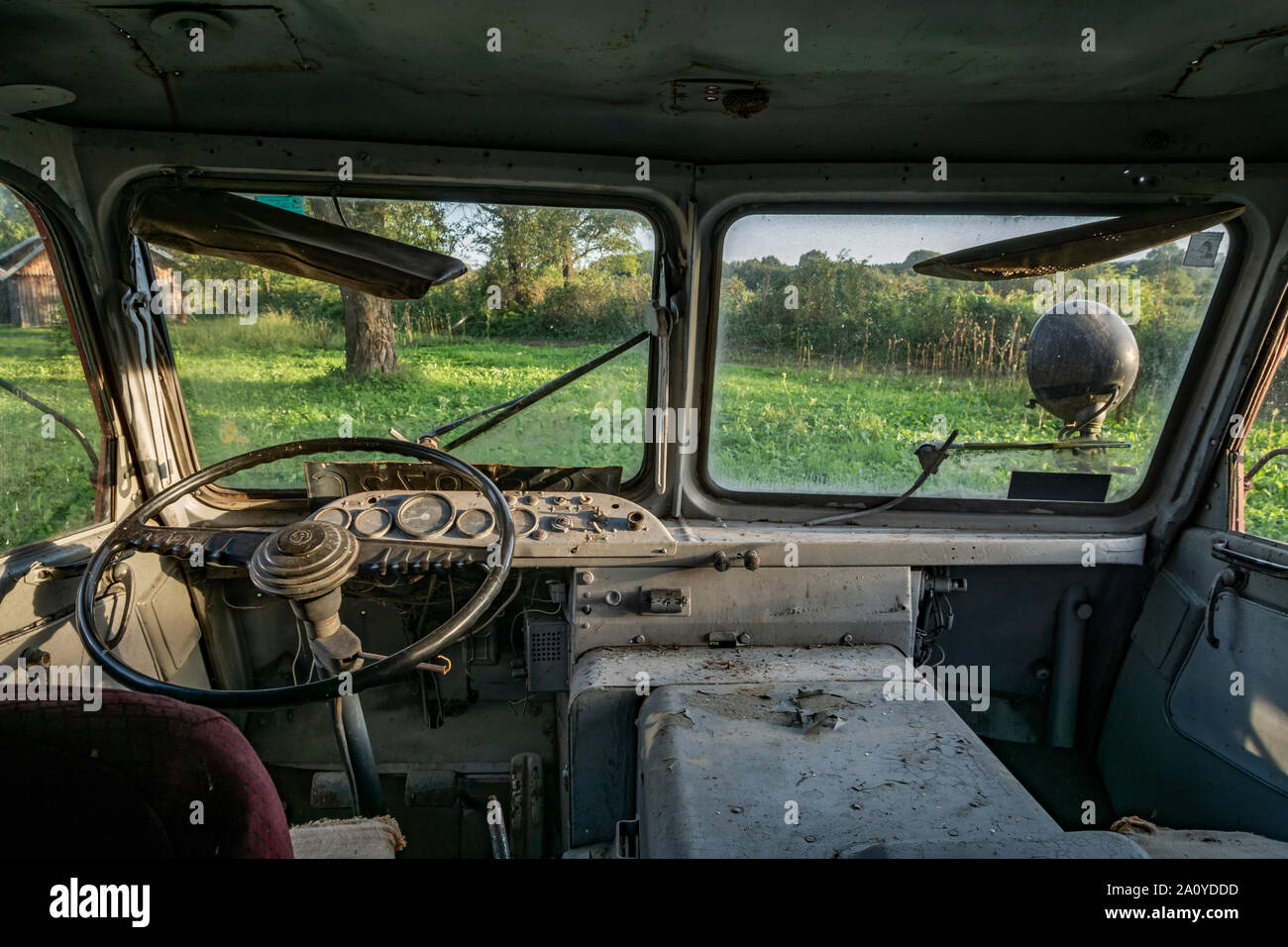 Old fire truck Star A26P in open air museum in Sanok, Poland. Stock Photo