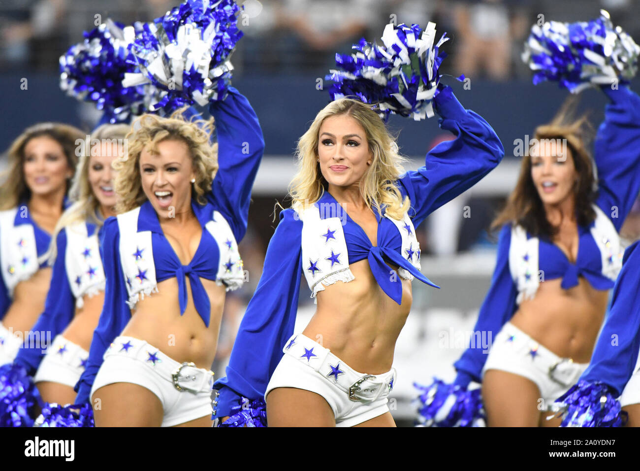 Arlington, USA. 22nd Sep, 2019. Dallas Cowboys Cheerleaders perform prior to the Miami Dolphins NFL game AT&T Stadium in Arlington, Texas on Sunday, September 22, 2019. Photo by Ian Halperin/UPI Credit: UPI/Alamy Live News Stock Photo
