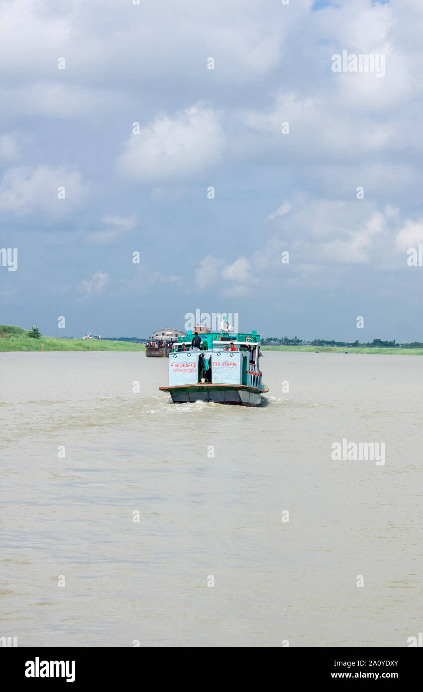 Ferry Boat on Padma River, Bangladesh Stock Photo