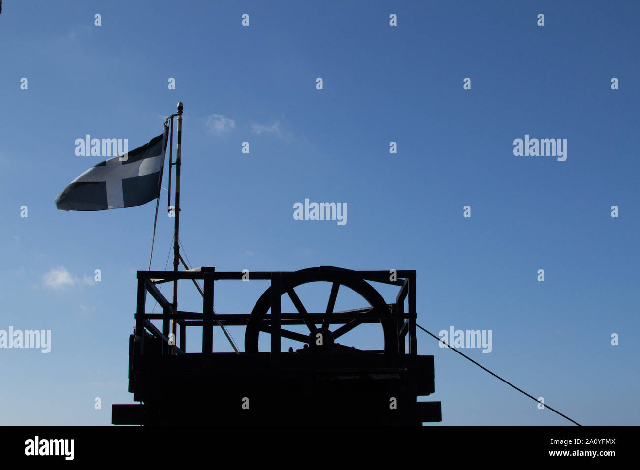 Cornish Flag at Levant Tin Mine Stock Photo