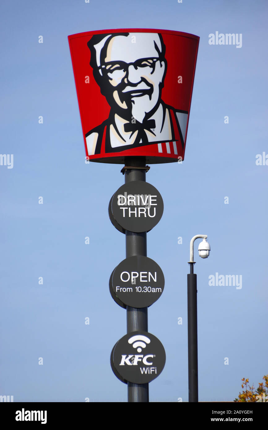 The famous Colonel Sanders logo of KFC Fast Food Restaurants Stock Photo