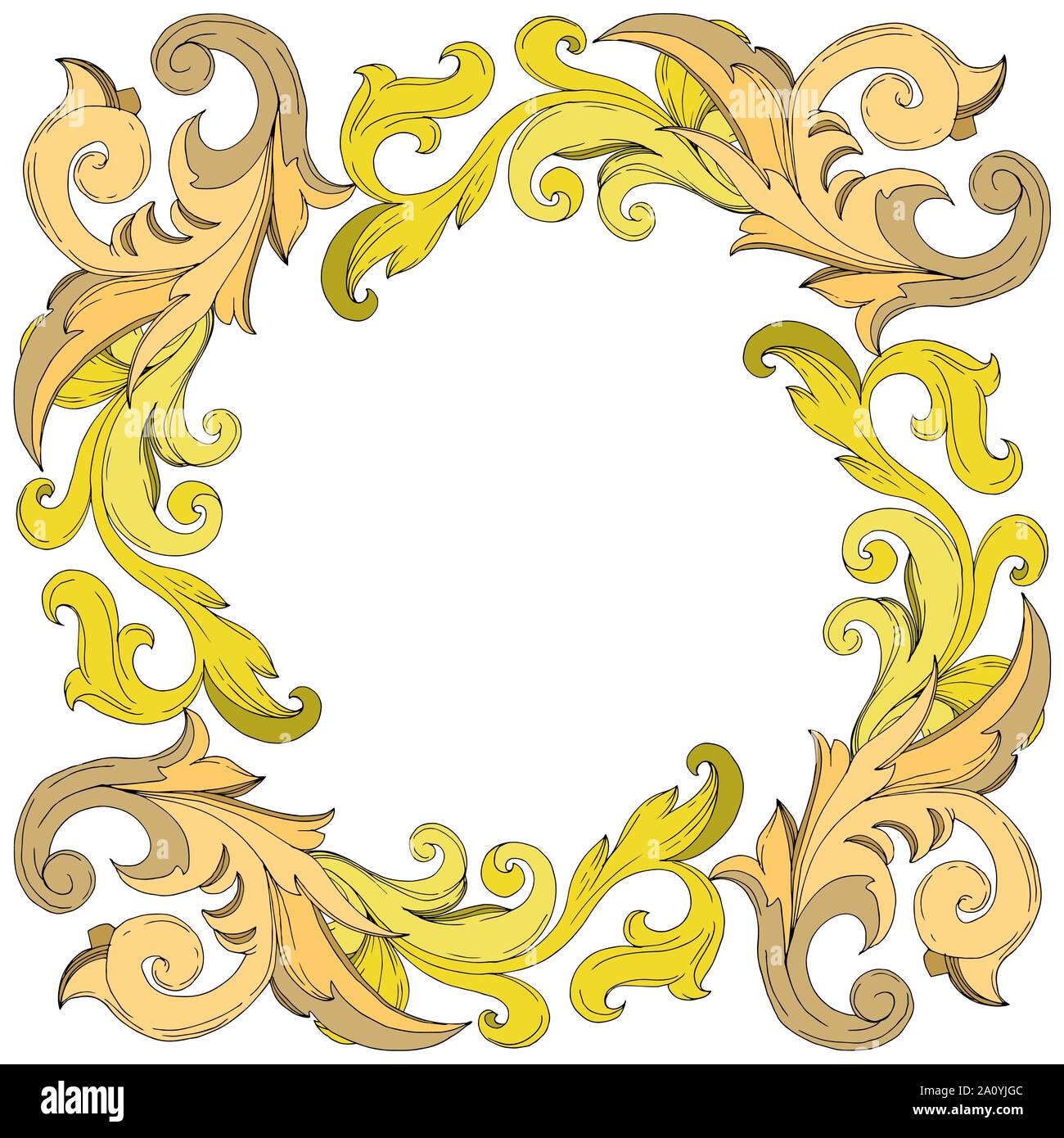 Belastingen Veroorloven barricade Vector Golden monogram floral ornament. Baroque design elements. Black and  white engraved ink art. Frame border ornament square on white background  Stock Vector Image & Art - Alamy