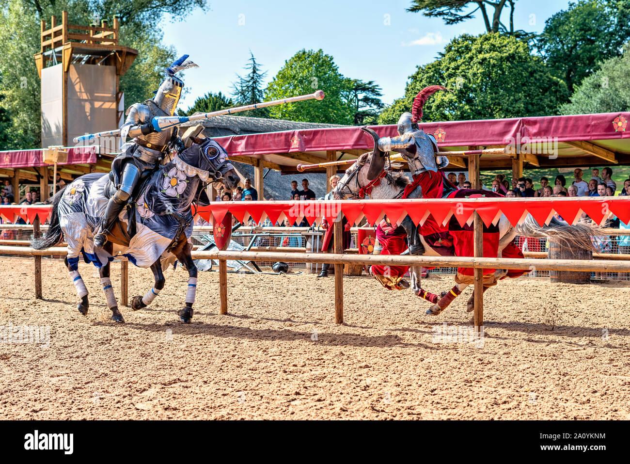 War of the Roses, Jousting at Warwick Castle. Stock Photo