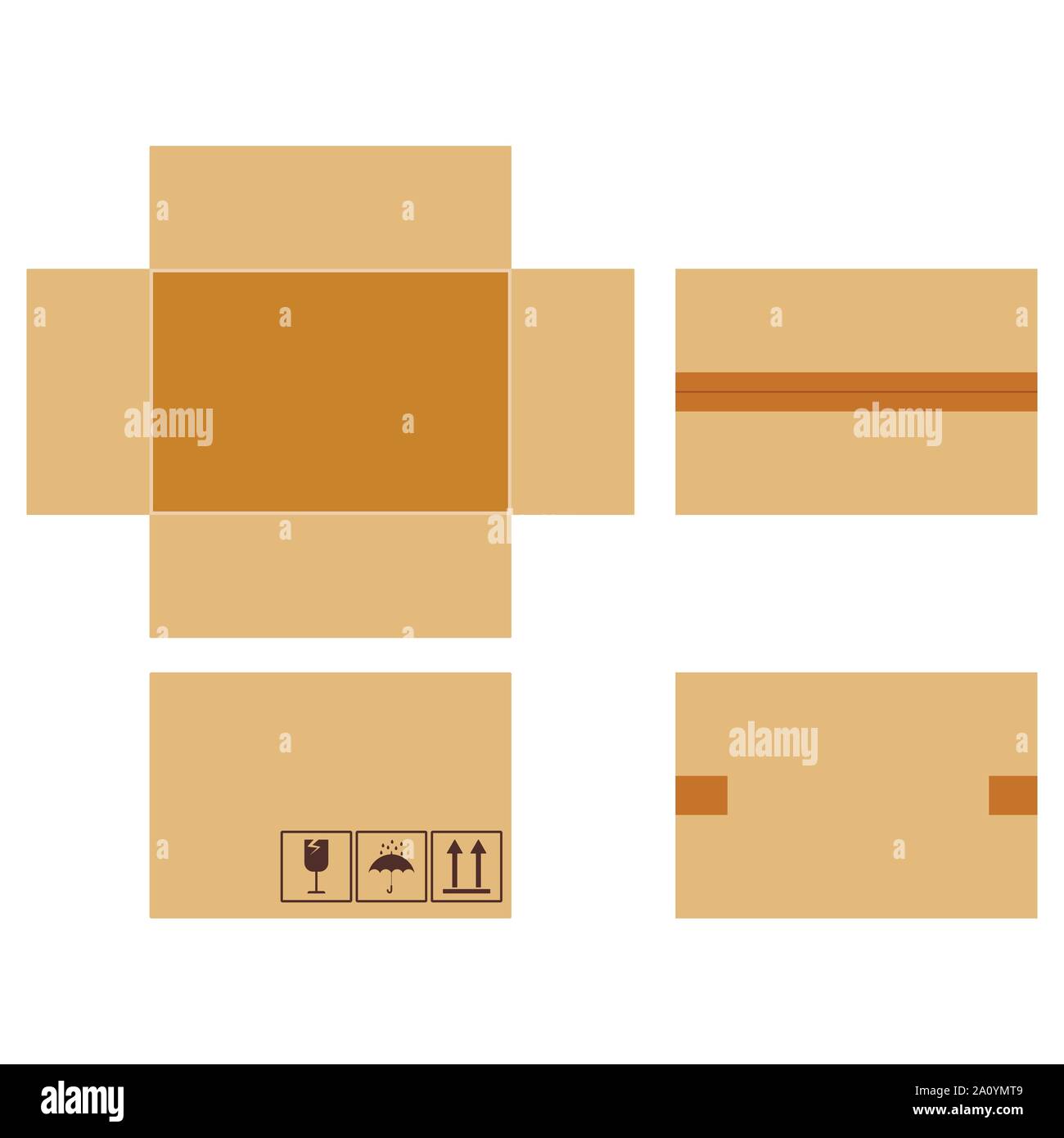 Vector flat design cartoon style illustration cardboard parcels set ...