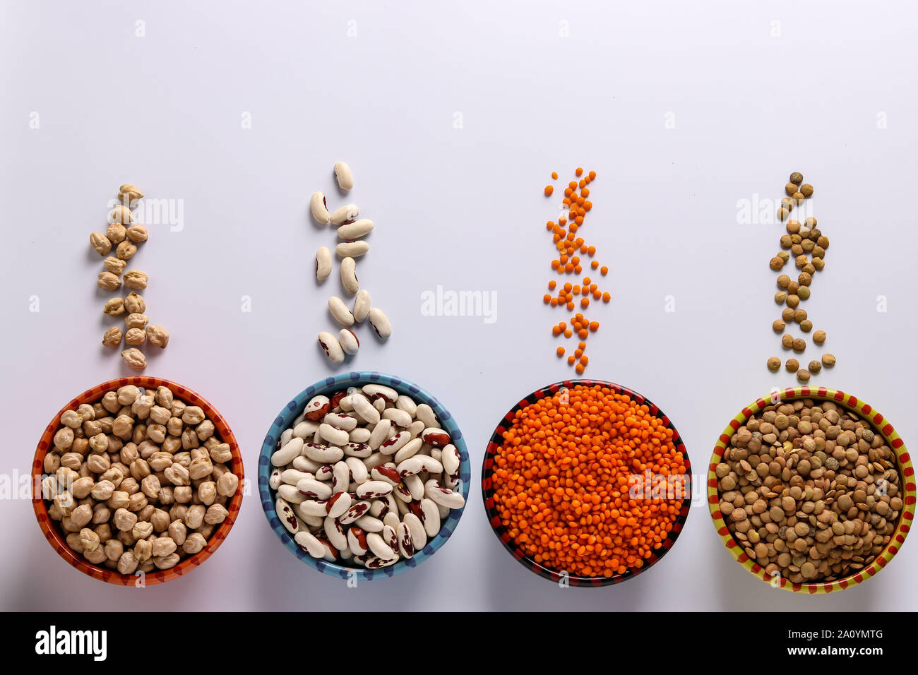 Red and brown lentils, chickpeas and white beans are legumes that