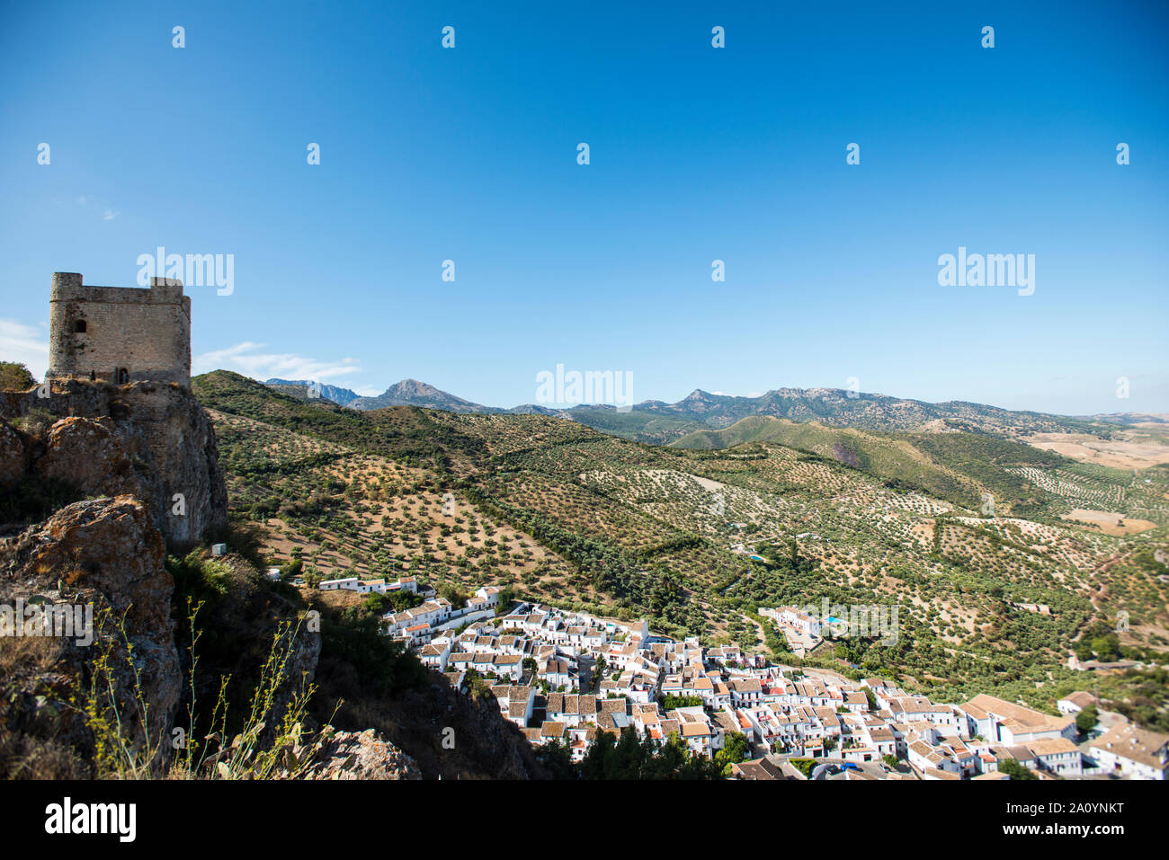 Archaeological route of the white villages, Zahara de la Sierra Stock ...