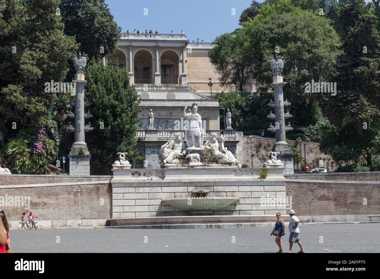 Fountain of Goddess Roma, and the Pincio, Rome, Italy Stock Photo - Alamy