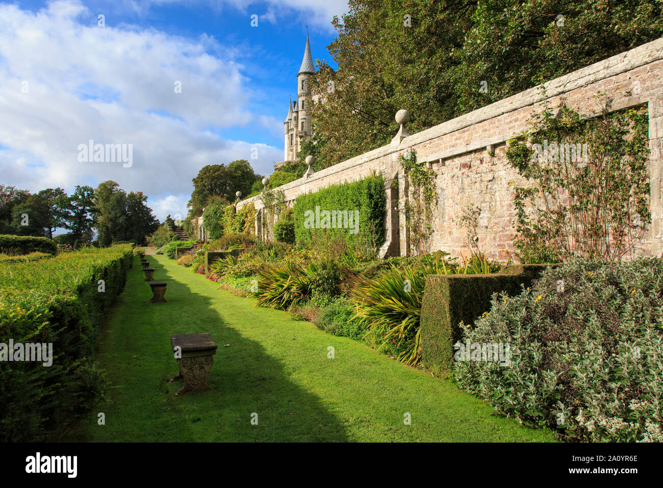 Dunrobin Castle from the castle gardens. Stock Photo