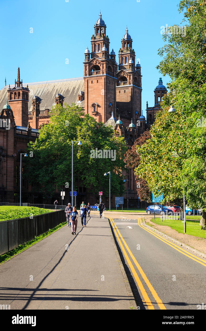 View towards the rear of the Kelvingrove Art Galleries and Museum in Glasgow. Stock Photo
