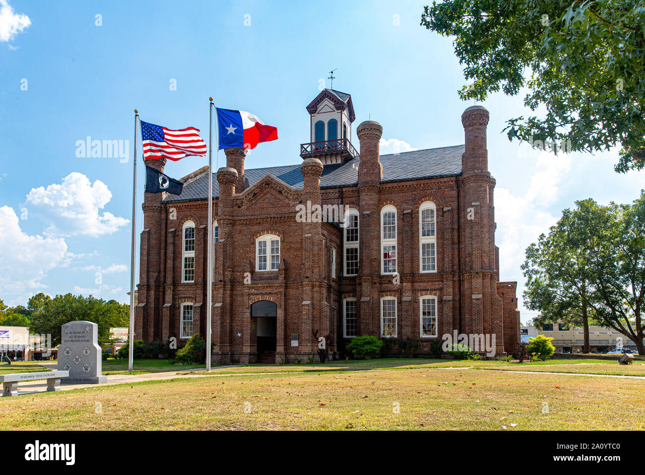 The historic 1885 Shelby county courthouse in Center, Texas which was rennovated in 1928. Stock Photo