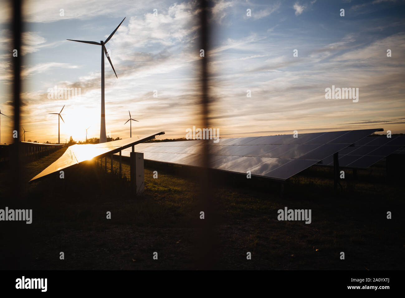 Solar panel on wind turbines hi-res stock photography and images - Alamy