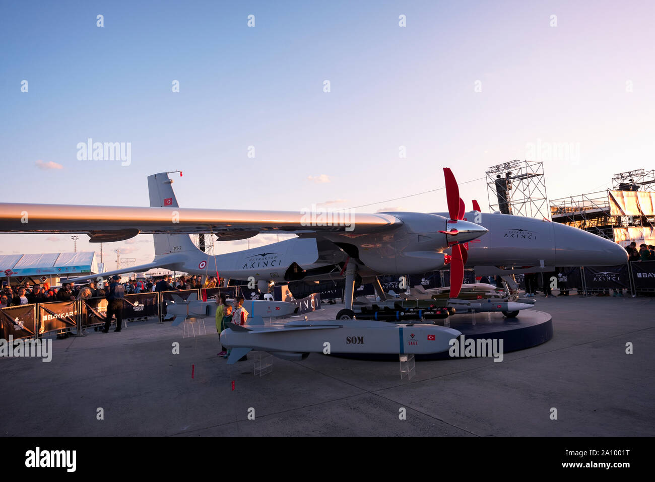 Teknofest 2019 military air force technologies show in Ataturk Airport, Istanbul, Turkey. September 21, 2019 Stock Photo