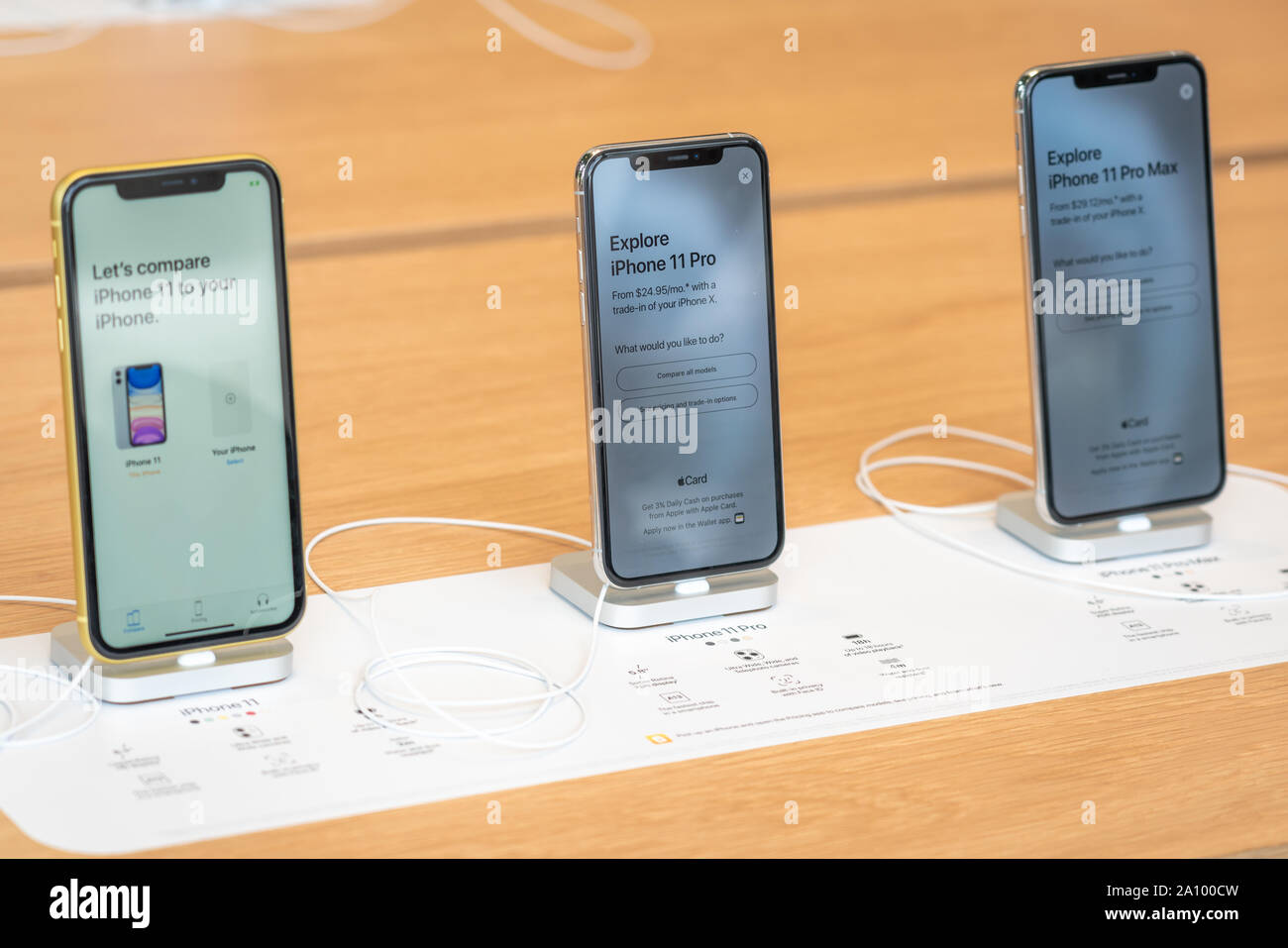 Aventura, Florida, USA - September 20, 2019: Interior Of Apple Store In  Aventura Mall On First Day Of Officially Started Selling The IPhone 11,  IPhone 11 Pro And IPhone 11 Pro Max