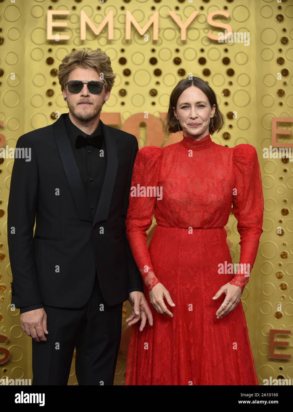 Renn Hawkey and Vera Farmiga arrive for the 71st annual Primetime Emmy Awards held at the Microsoft Theater in downtown Los Angeles on Sunday, September 22, 2019.   Photo by Christine Chew/UPI Stock Photo