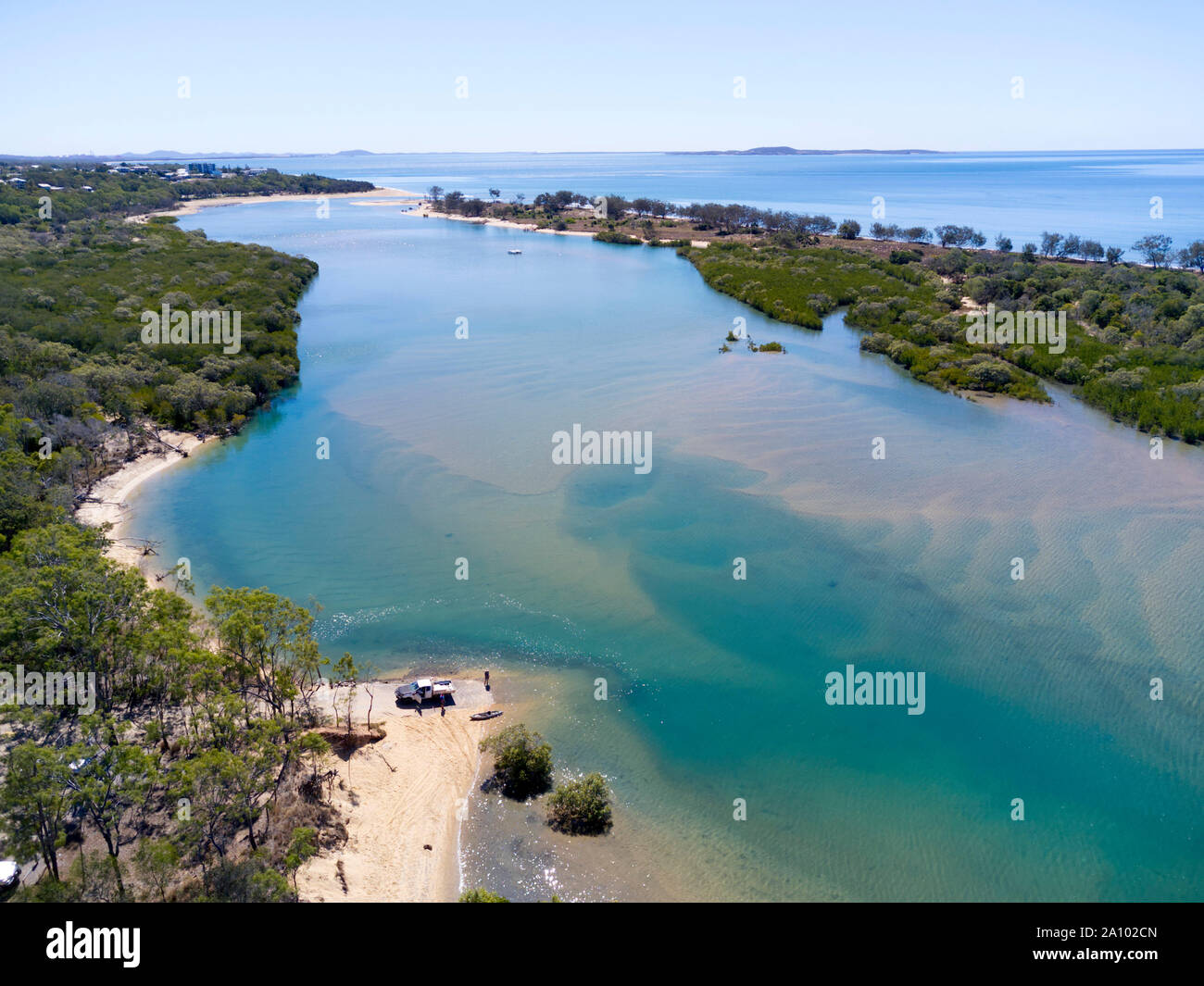 Aerial of mangroves at Wild Cattle Creek at Tannum Sands Queensland Australia Stock Photo