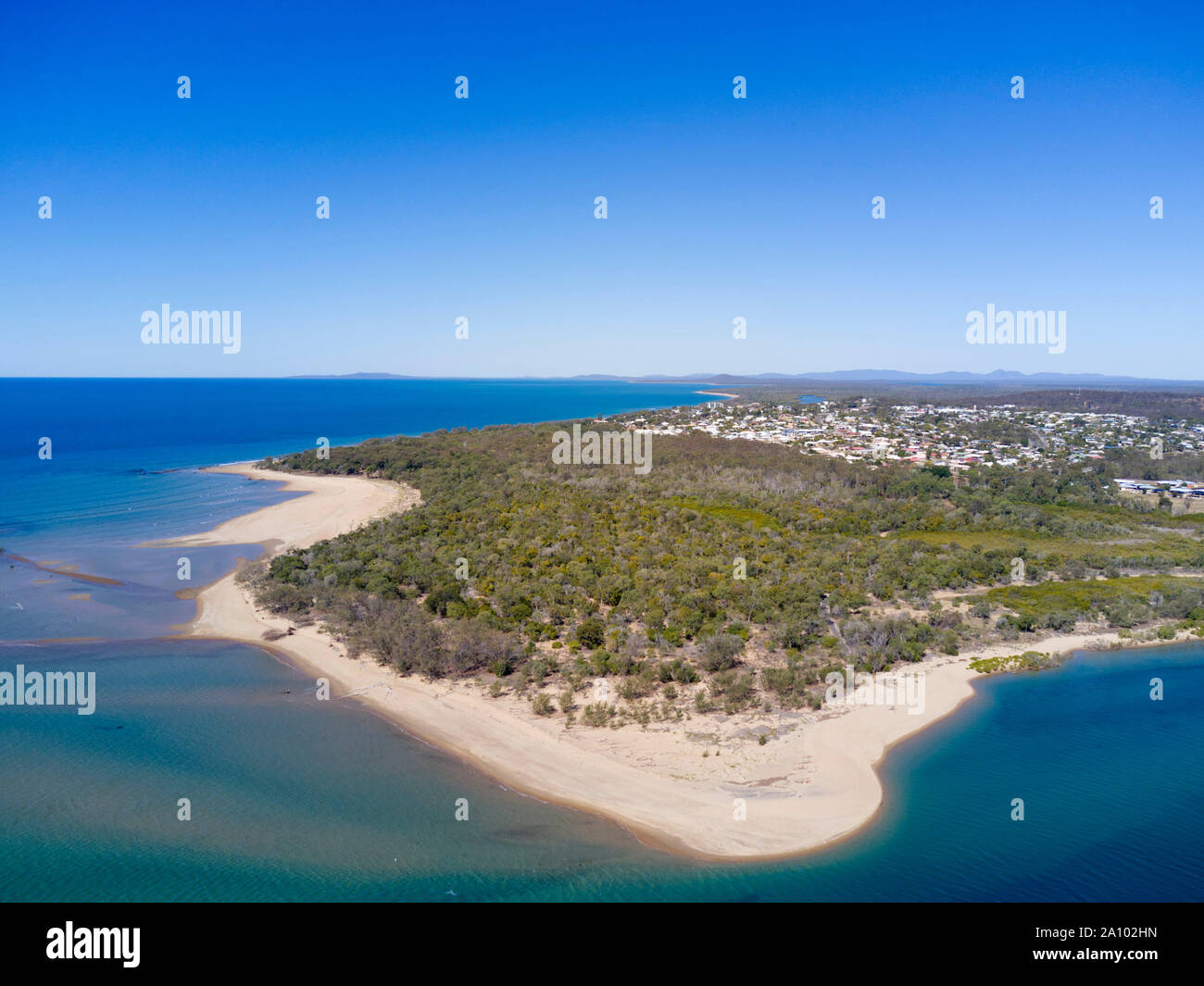 Aerial of Canoe Point at Tannum Sands Queensland Australia Stock Photo