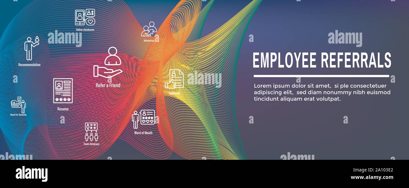 Employee Referrals Icon Set W Web Header Banner Stock Vector Art