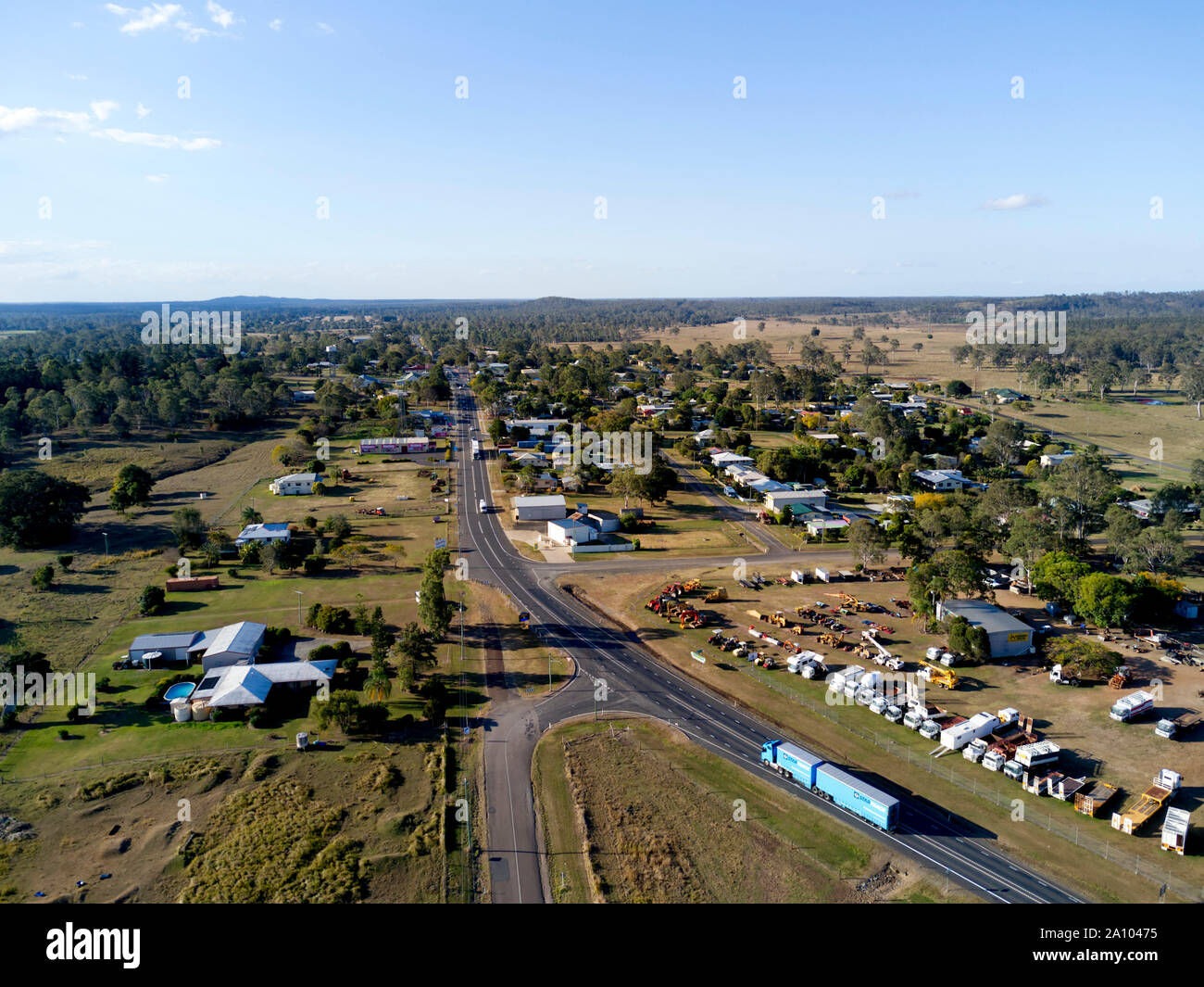 Aerial view of Tiaro a small village situated on the Bruce Highway