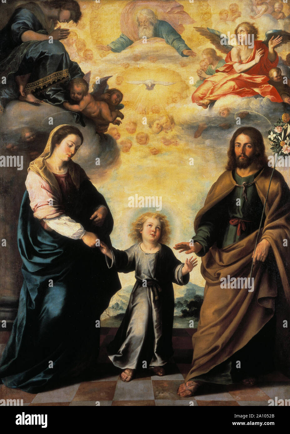 The Return of the Holy Family from Egypt - Bartolome Esteban Murillo, circa 1670 Stock Photo