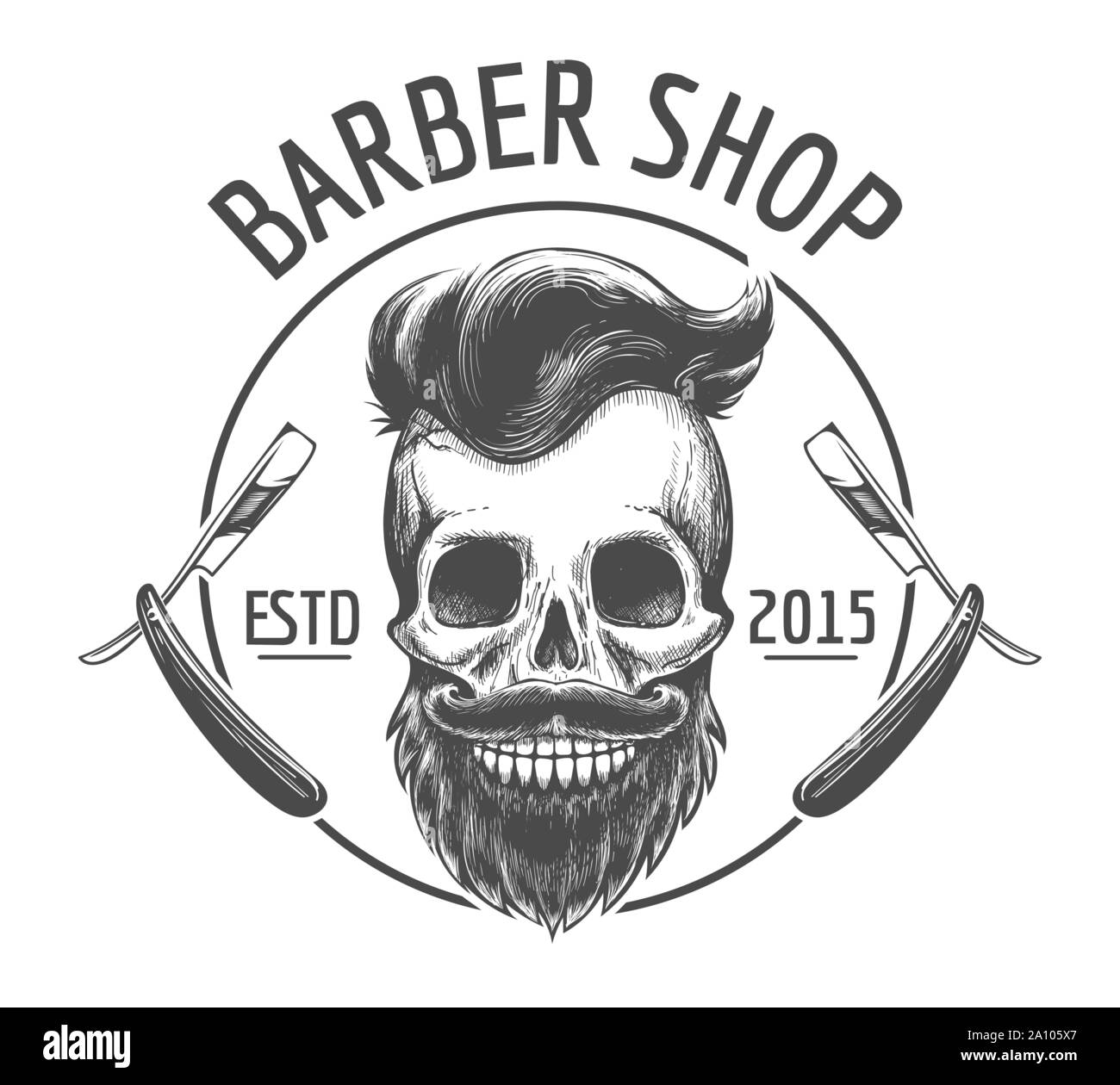 Skulls barber shop logo Stock Vector