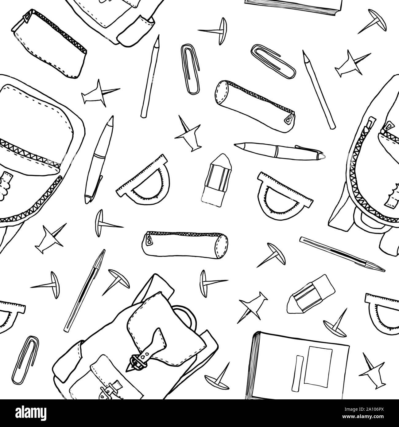 Premium Vector  Hand drawn seamless pattern with stationery
