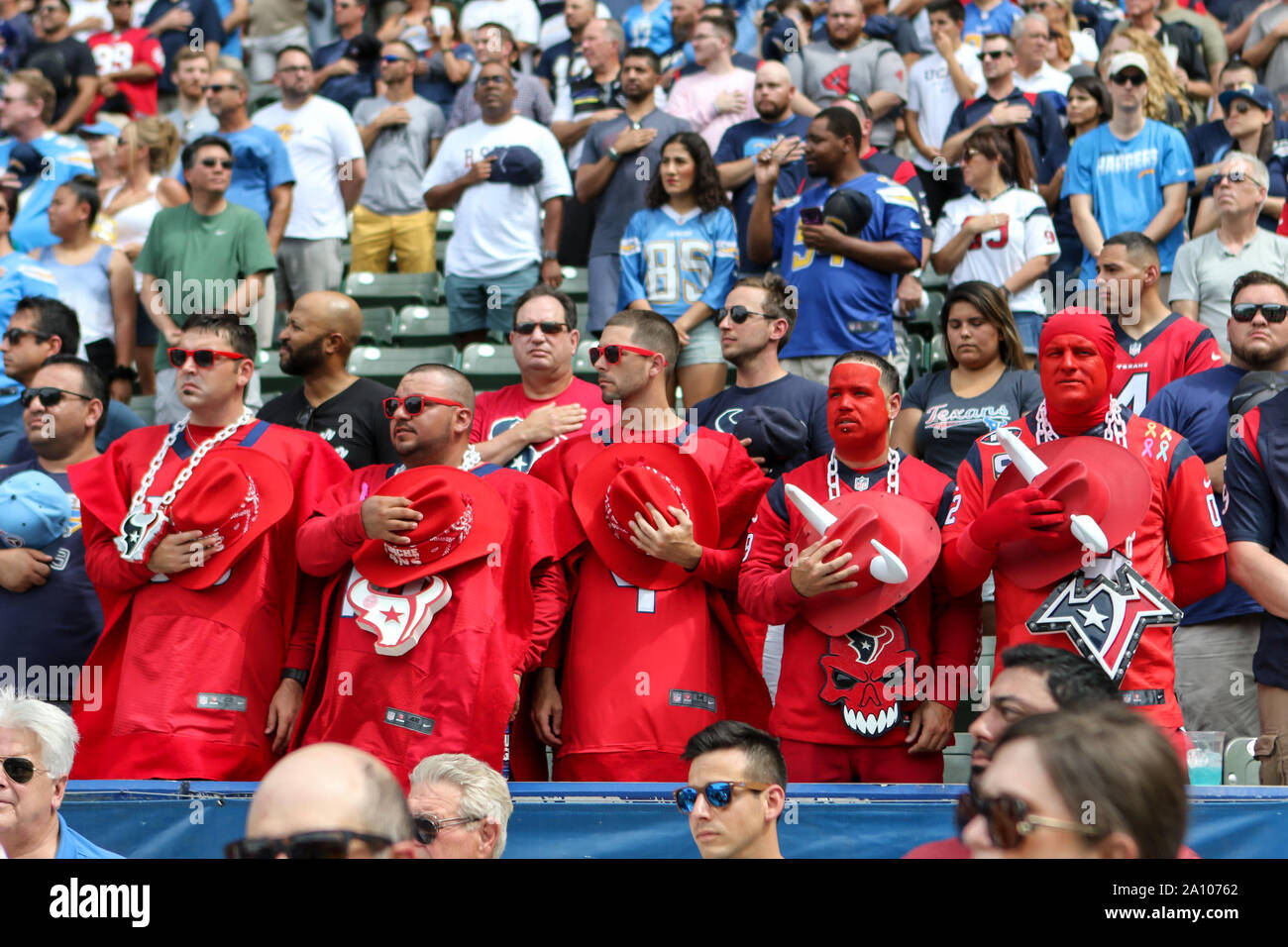 Carson, CA. 22nd Sep, 2019. Houston Texans fans during the NFL Houston Texans vs Los Angeles Chargers at the Dignity Health Sports Park in Carson, Ca on September 2, 2019 (Photo by Jevone Moore) Credit: csm/Alamy Live News Stock Photo