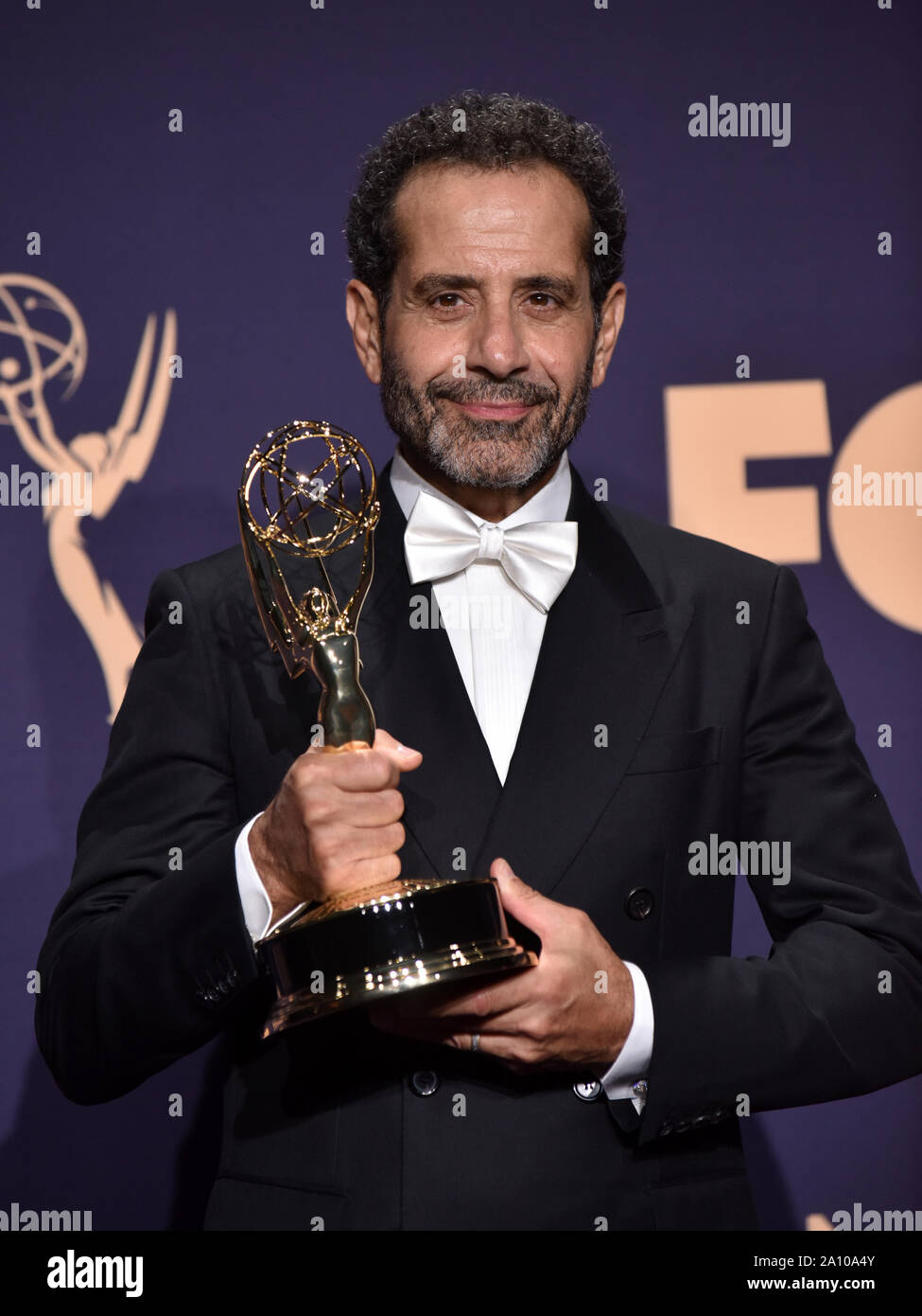 Tony Shalhoub, winner of the award for Outstanding Supporting Actor in a Comedy Series for 'The Marvelous Mrs. Maisel' appears backstage during the 71st annual Primetime Emmy Awards held at the Microsoft Theater in downtown Los Angeles on Sunday, September 22, 2019. Photo by Christine Chew/UPI Stock Photo