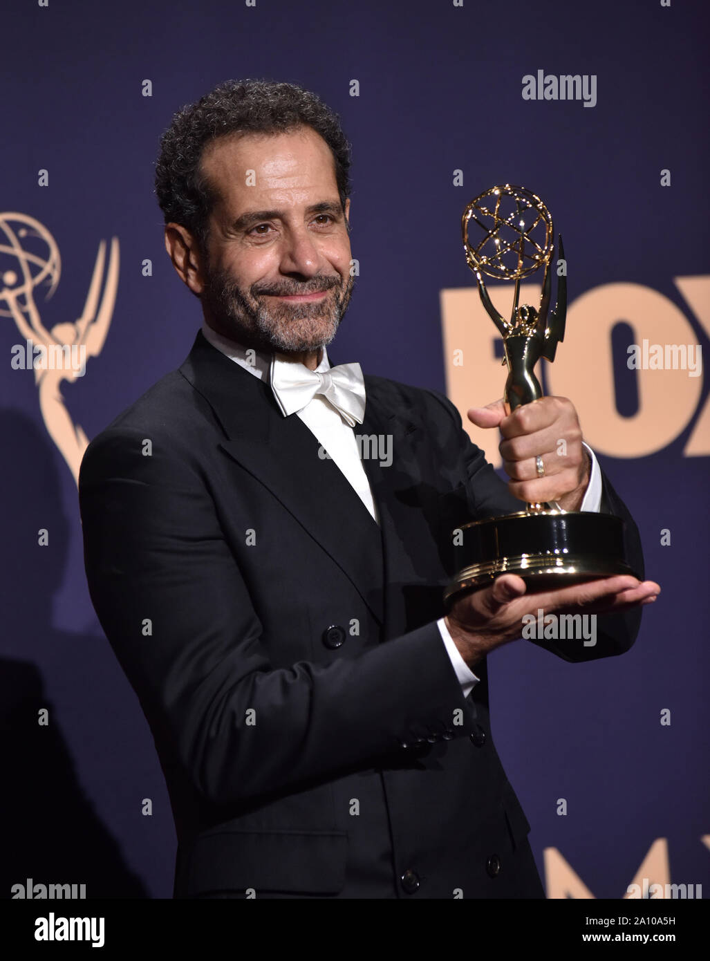 Tony Shalhoub, winner of the award for Outstanding Supporting Actor in a Comedy Series for 'The Marvelous Mrs. Maisel' appears backstage during the 71st annual Primetime Emmy Awards held at the Microsoft Theater in downtown Los Angeles on Sunday, September 22, 2019. Photo by Christine Chew/UPI Stock Photo
