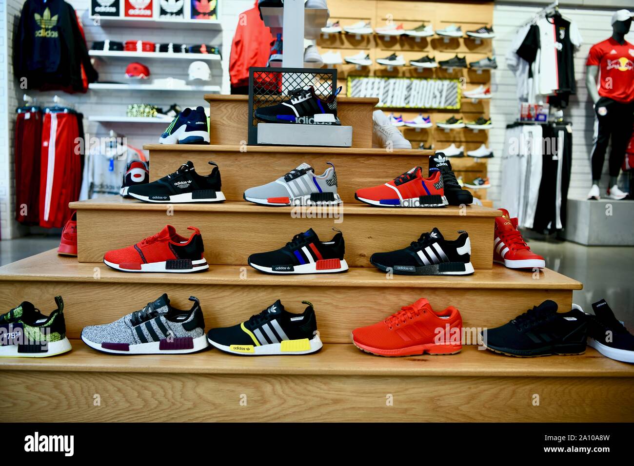 Patch Voluntary subtle Adidas shoes in the flagship Adidas store in New York City, USA Stock Photo  - Alamy