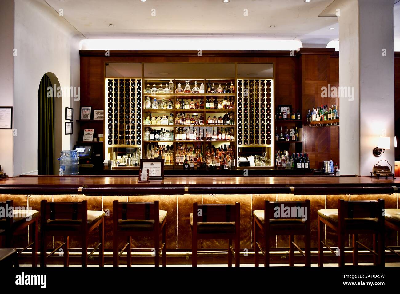 Modern hotel bar in NYC, USA Stock Photo