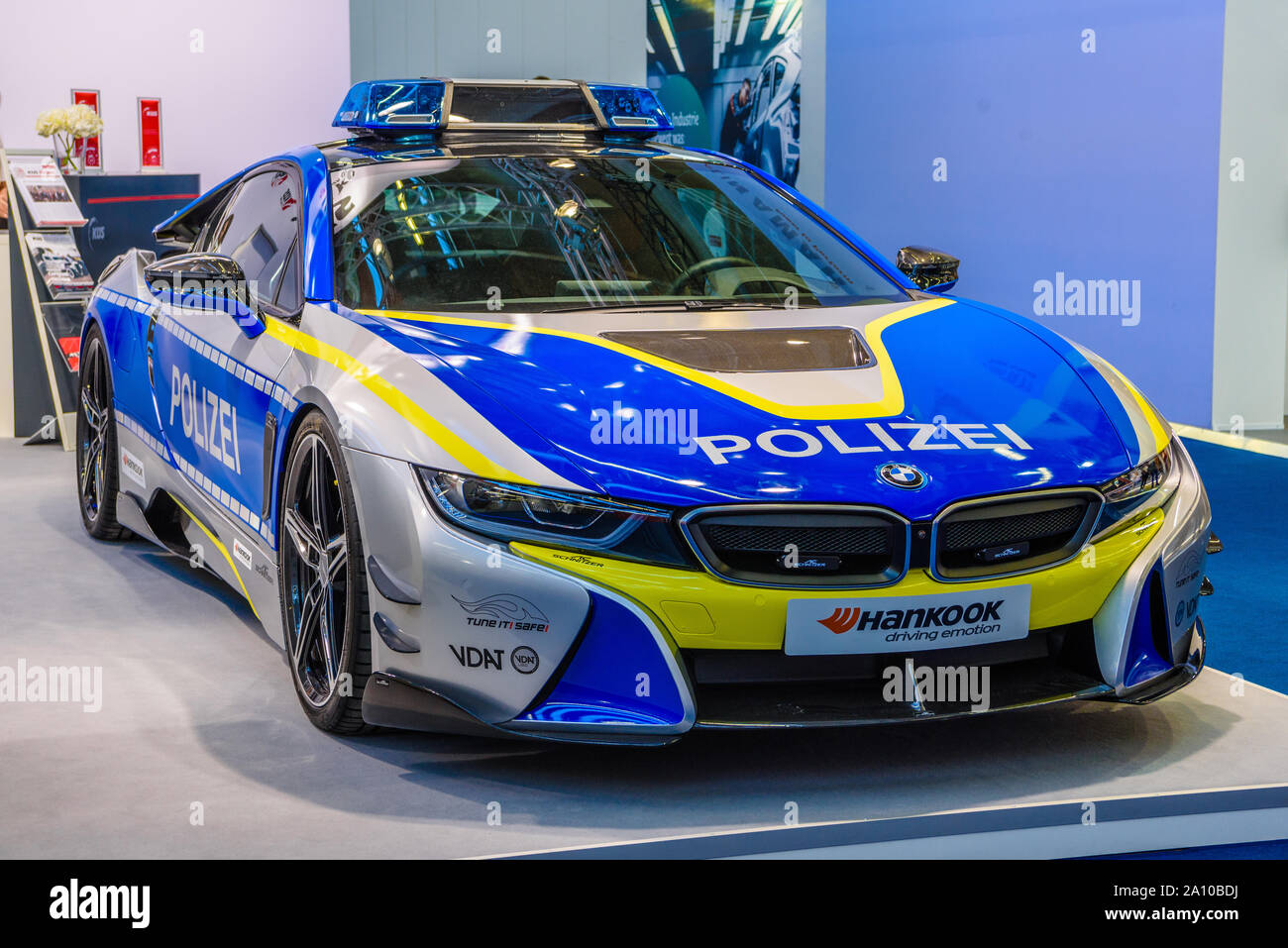 FRANKFURT, GERMANY - SEPT 2019: police BMW i8 hybrid, IAA International  Motor Show Auto Exhibtion Stock Photo - Alamy