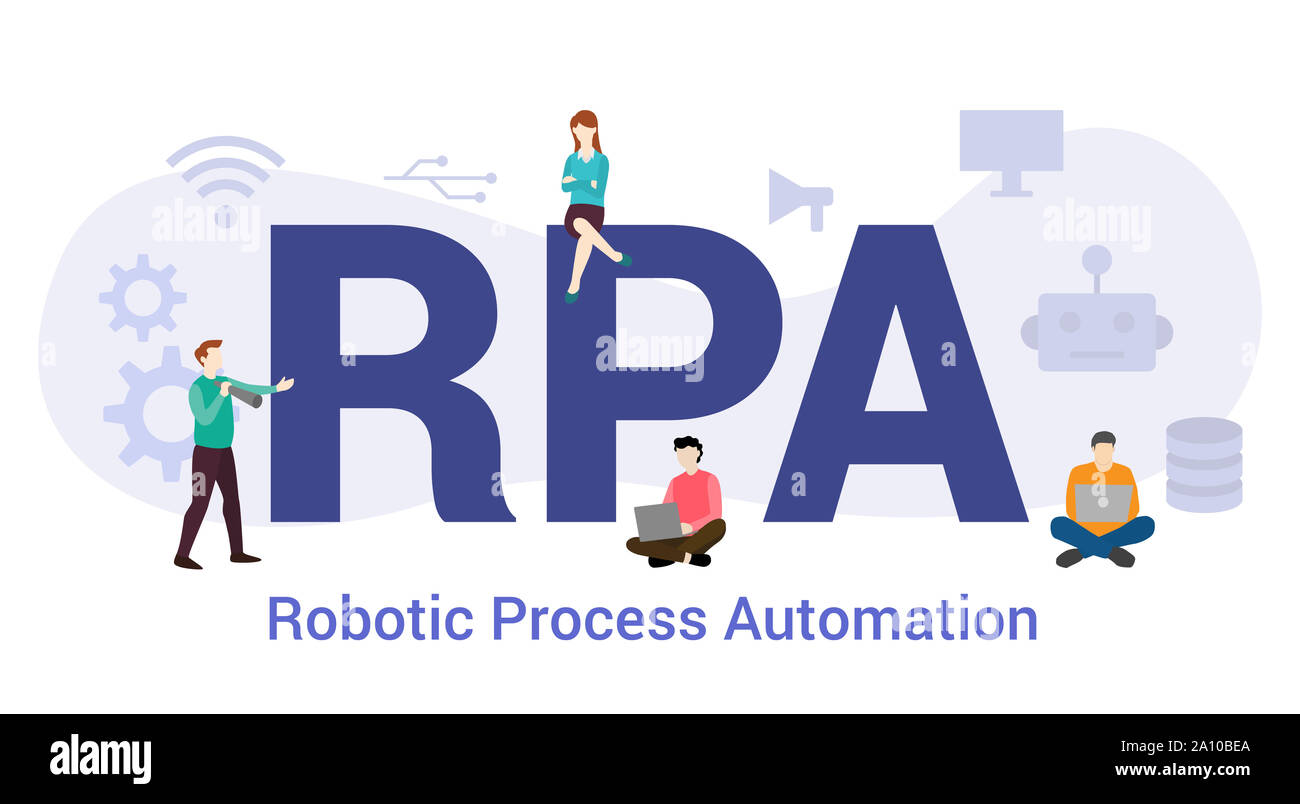 rpa robotic process automation concept with big word or text and team ...