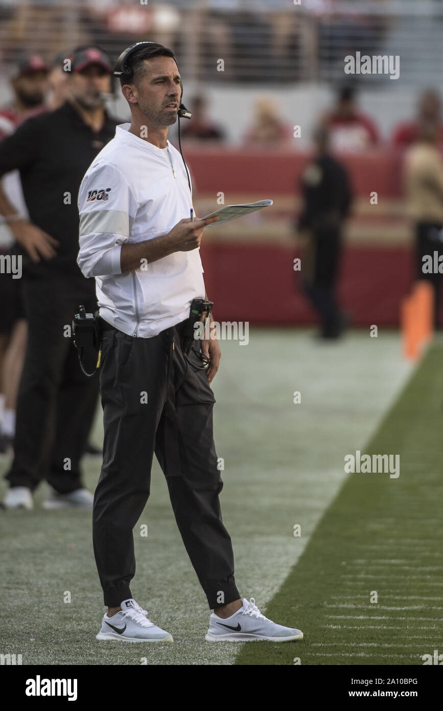 San Francisco 49ers head coach Kyle Shanahan watches play in th fourth  quarter against the Pittsburgh Steelers at Levi's Stadium in Santa Clara,  California on Sunday, September 22, 2019. The 49ers defeated